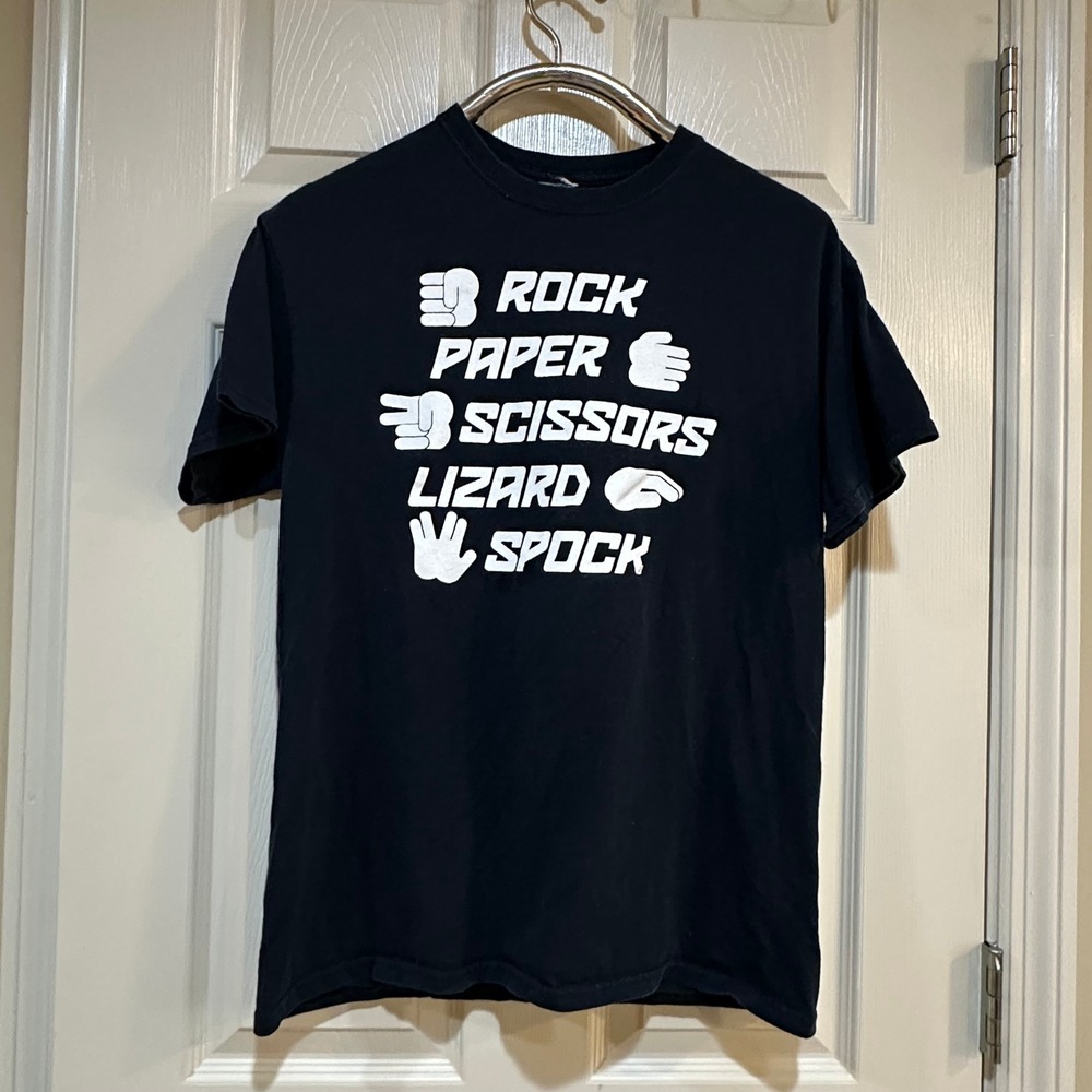The Big Bang Theory Rock Paper Scissors Lizard Spock Graphic T-Shirt Black Small